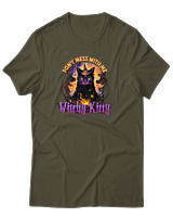 T-Shirt Αντρικό - Witchy Kitty - Color Thumbnail Χακί