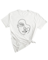T-Shirt Woman Fashion Γυναικείο - Woman Face - Color Thumbnail WHITE