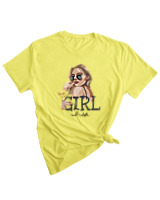 T-Shirt Woman Fashion Γυναικείο - Yeah Im A Girl - Color Thumbnail LIGHT YELLOW