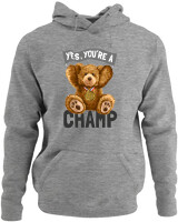 Φούτερ με κουκούλα - Yes You Are A Champ - Color Thumbnail Γκρι Μελανζέ