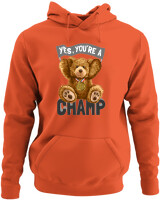 Φούτερ με κουκούλα - Yes You Are A Champ - Color Thumbnail Πορτοκαλί