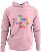 Φούτερ με κουκούλα - Yes You Need Therapy - Color Thumbnail Pink