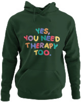 Φούτερ με κουκούλα - Yes You Need Therapy - Color Thumbnail Κυπαρισσί