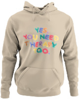 Φούτερ με κουκούλα - Yes You Need Therapy - Color Thumbnail Μπέζ