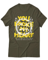 T-Shirt Αντρικό - You Broke My Heart - Color Thumbnail Χακί
