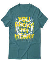 T-Shirt Αντρικό - You Broke My Heart - Color Thumbnail Μπλε Πράσινο